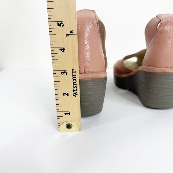 Fly London Size 37/US 6.5-7 Yake Pink Rose Perforated Leather Wedge Sandals - Picture 9 of 11